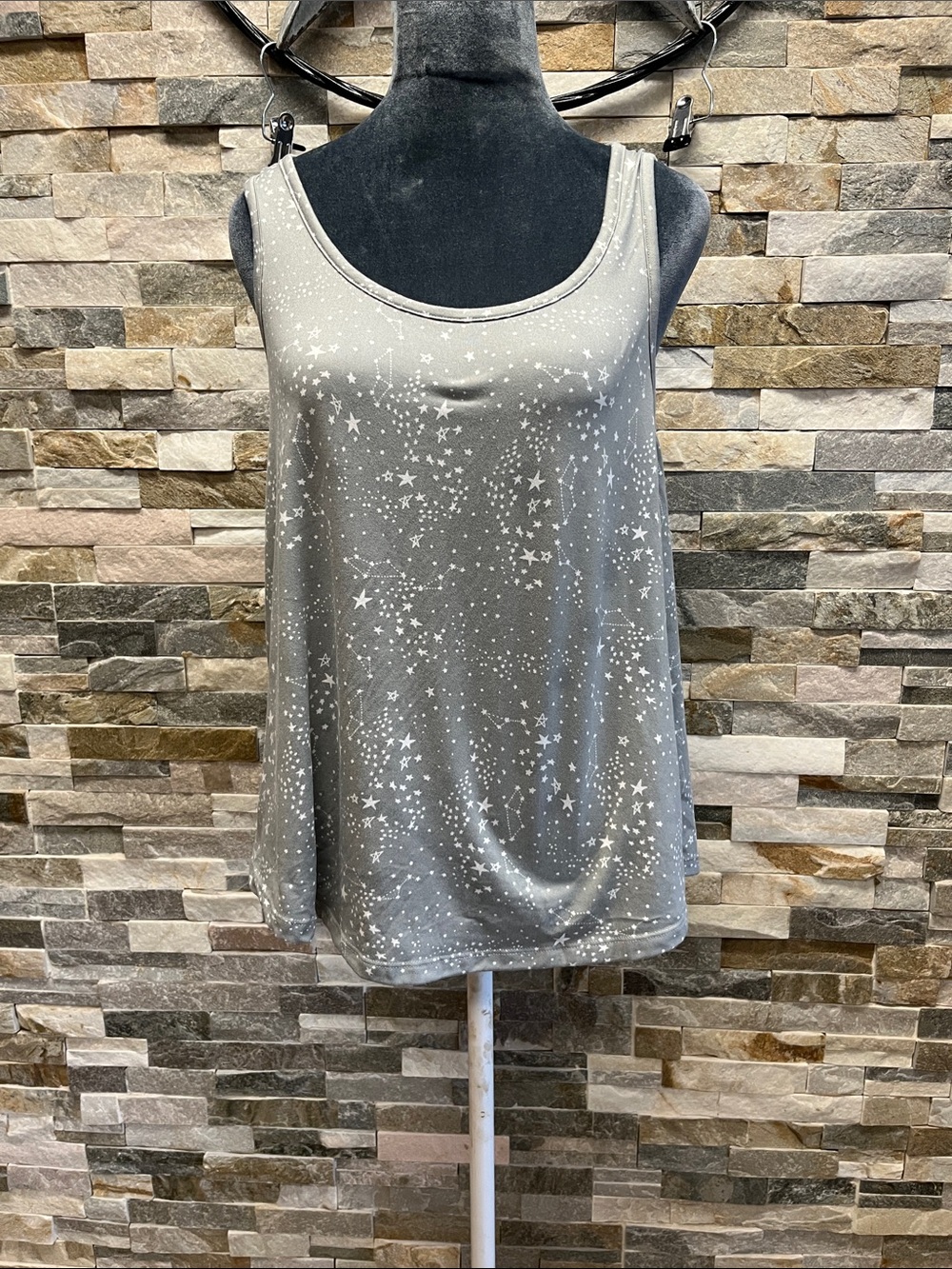 Eddie Bauer Gray Star-Print Scoop Neck Tank